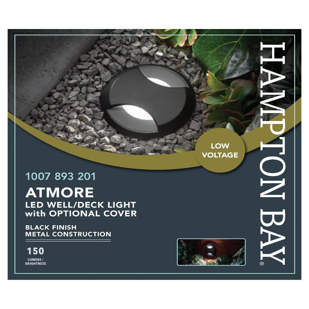 Hampton Bay Low Voltage Landscape Black Round In Ground WellDeck Light with 1.8-Watt 150 lumen Integrated LED LDS-WR2BL3000K