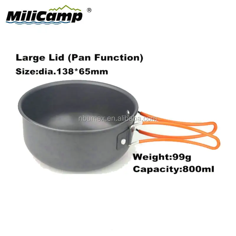 Camping Hiking 2 person portable hard anodized bowl pan pot cooking pot set