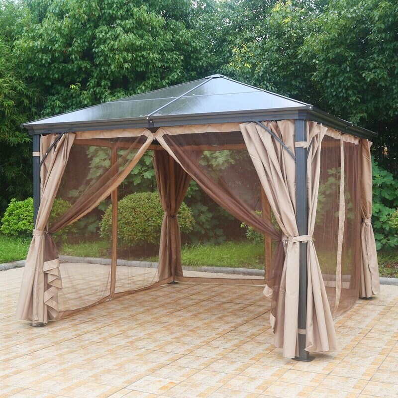 ABCCANOPY Hardtop Patio Gazebo with Netting and Curtains