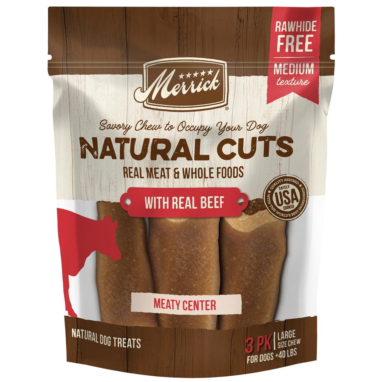 Merrick Natural Cuts - Large Meaty Center Natural Dog Treats - 3 Count