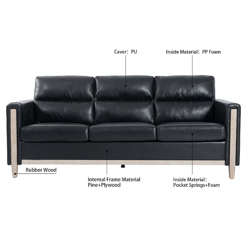 F.c Design Sofa Couch For Living Room - Solid Wood 3 Seater Sofa