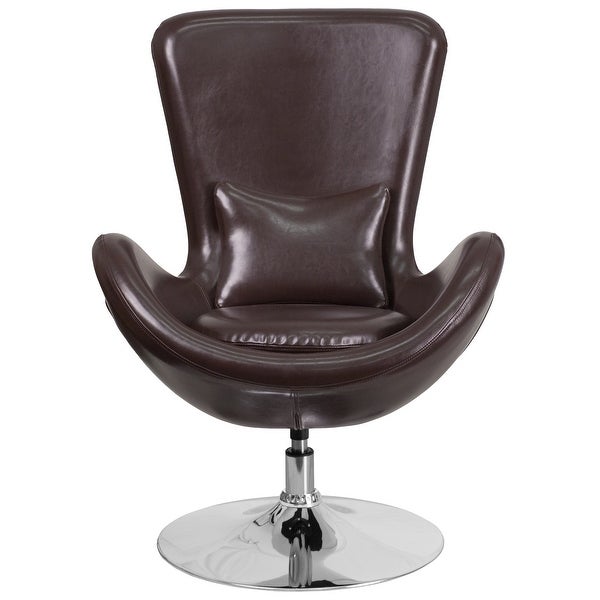 LeatherSoft Swivel Side Reception Chair with Bowed Seat