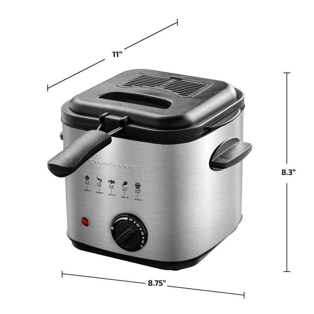 OVENTE 1.5 qt. Silver Deep Fryer with Removable Basket FDM1501BR