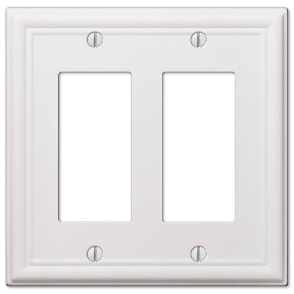 AMERELLE Ascher 2 Gang Rocker Steel Wall Plate - White 149RRW