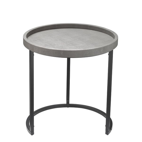 Set of 3 Gray and Black Decorative Round Side Table， 23.5