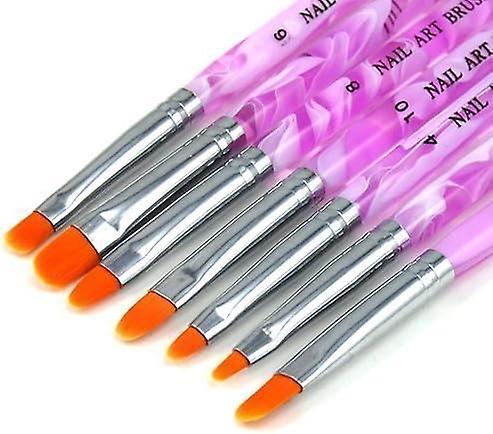 7 X Acrylic Uv Nail False Tips Builder Brush Pen Drawing Brushes Pen Tool Set