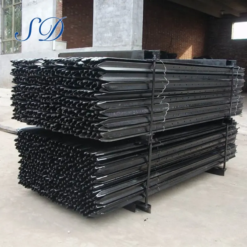 Factory supply 2.4m metal frame material black bitumen painted y fence post star picket