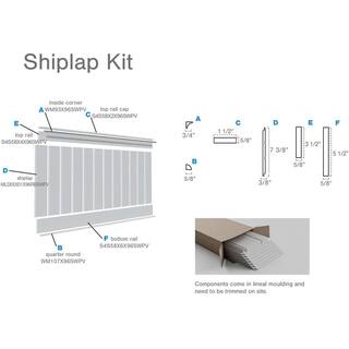 Ekena Millwork 58 in. x 96 in. x 56 in. PVC Deluxe Shiplap Nickel Wainscoting Moulding Kit (for Heights up to 57-58 in.) WPKP56NGD