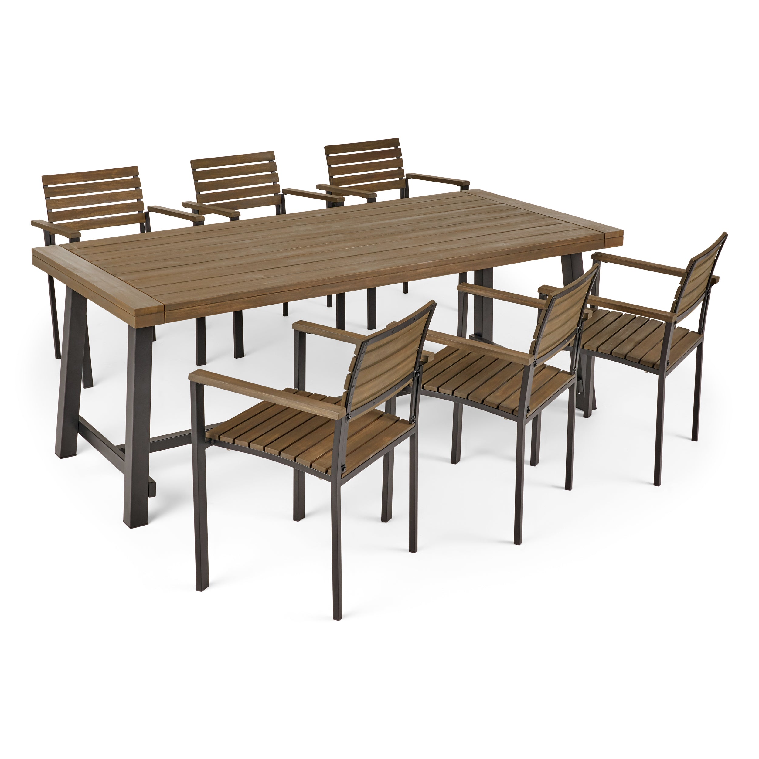 Charlize Outdoor Acacia Wood 6 Seater Dining Set