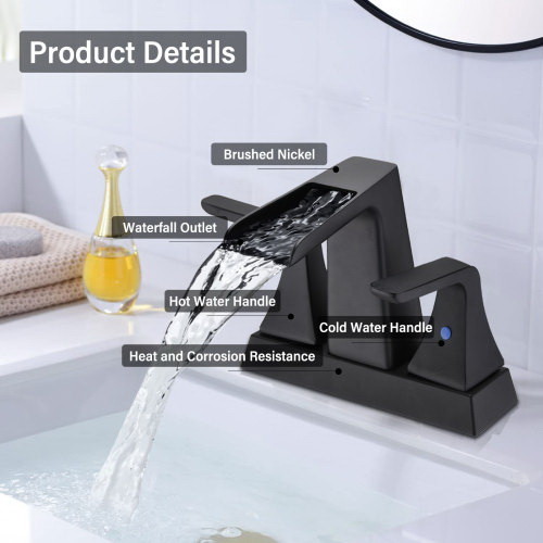 Two Handle 4 inch Centerset Waterfall Bathroom Sin...