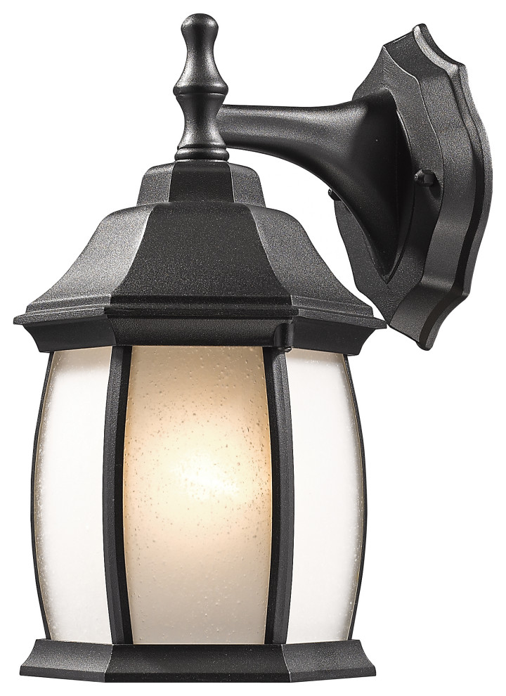 Waterdown Collection 1 Light Outdoor Wall Light in Black Finish   Traditional   Outdoor Wall Lights And Sconces   by Ownax  Houzz