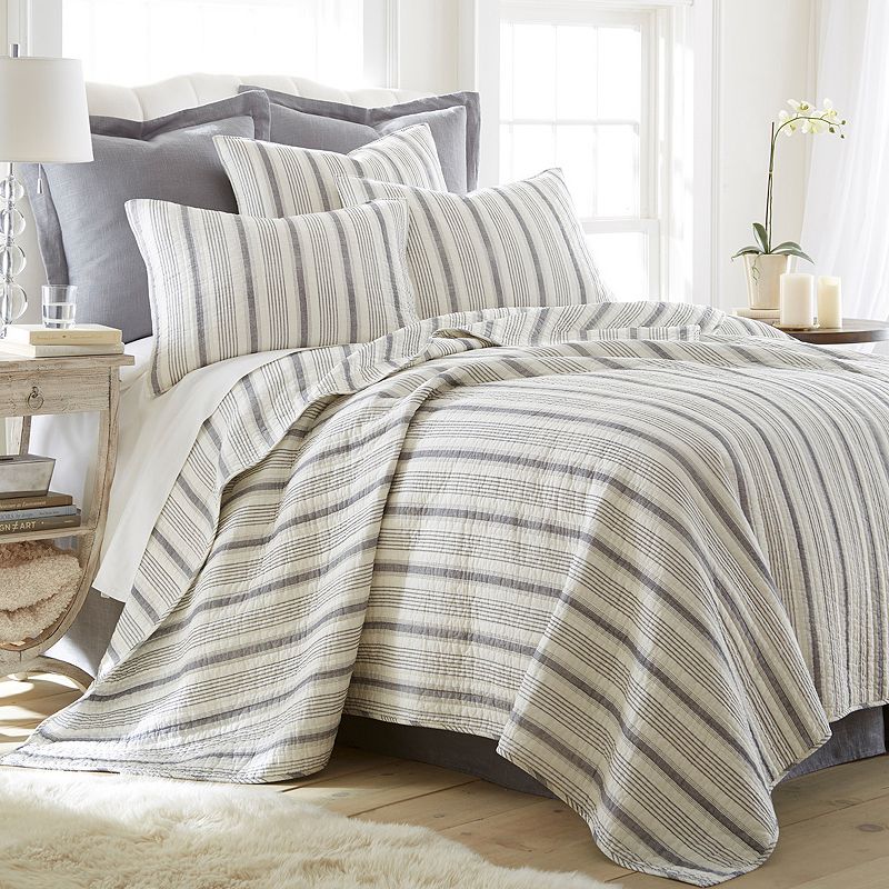 Levtex Home Rochelle Stripe Gray Quilt Set with Shams