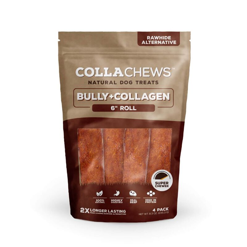 Colla Chews 6 Collagen Roll Bully Flavor Dog Treats 1ea-4Pack