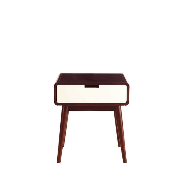 Aoolive Coffee Table End Table in Espresso and White for Living Room Furniture