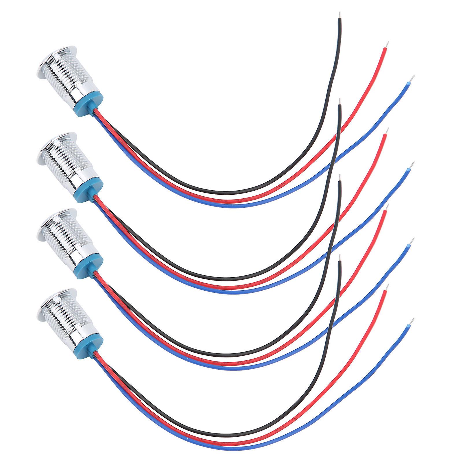 4 Set Indicator Led Light Waterproof Common Anode Industrial Control Components 12mm 110-220vred And Blue