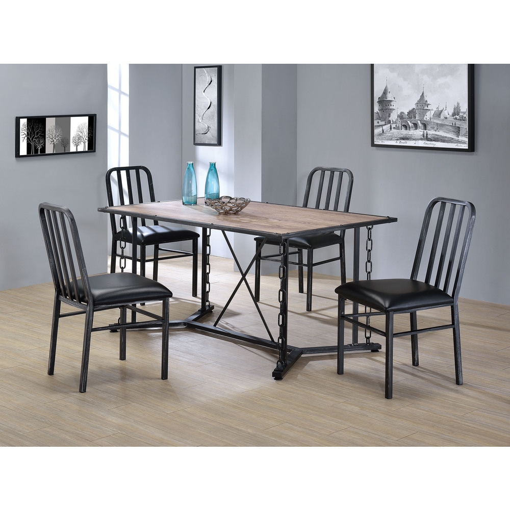 Jodie Black Metal and Polyurethane Cushioned Dining Chairs (Set of 2)