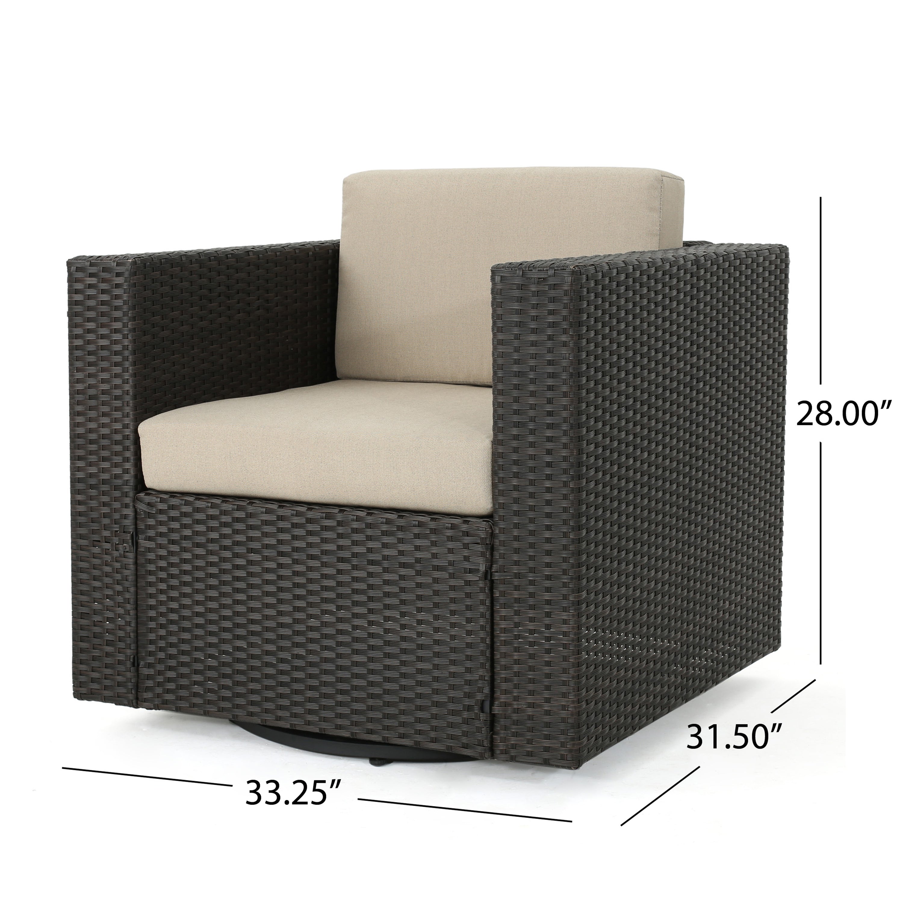 Venice 2-Seater Brown Wicker Outdoor Chat Set with Side Table