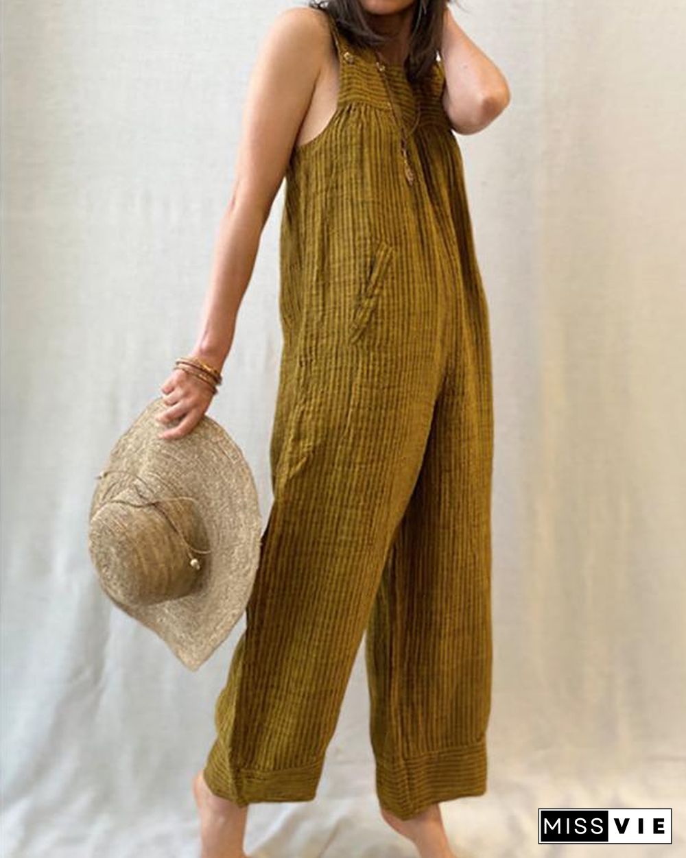 Solid Color Casual Summer Jumpsuit