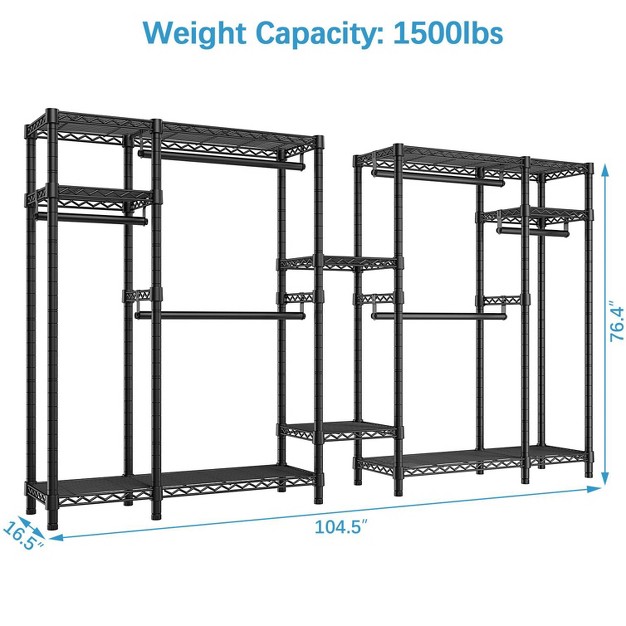 Vipek V22s Garment Rack Heavy Duty Clothes Rack Large Portable Wardrobe Clothes Closet Max Load 1500lbs Black