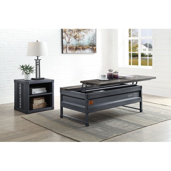 ACME Cargo Lift-Top Coffee Table in Weathered Oak and Gunmetal