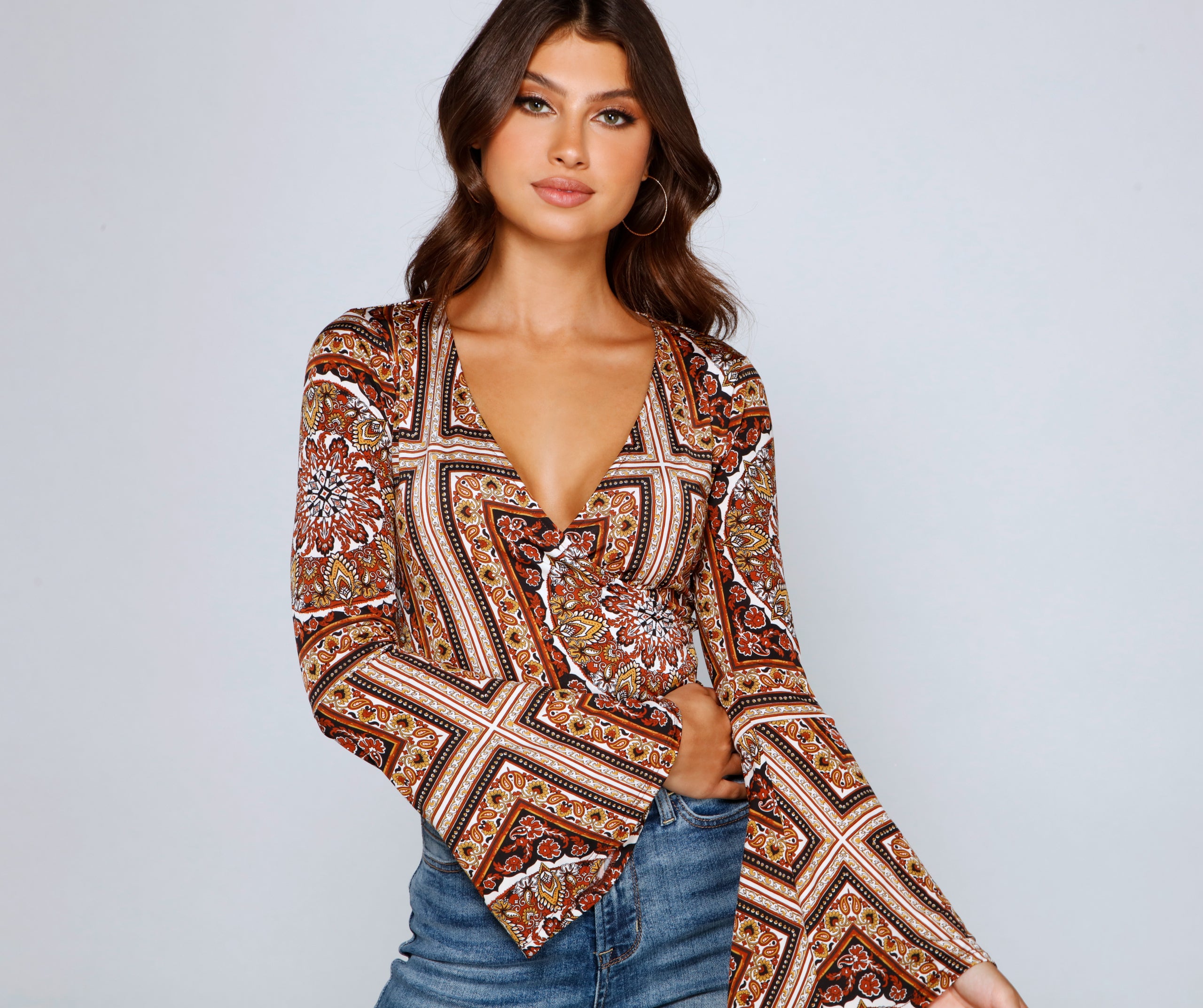 Boho Dreamer Printed Wrap Top