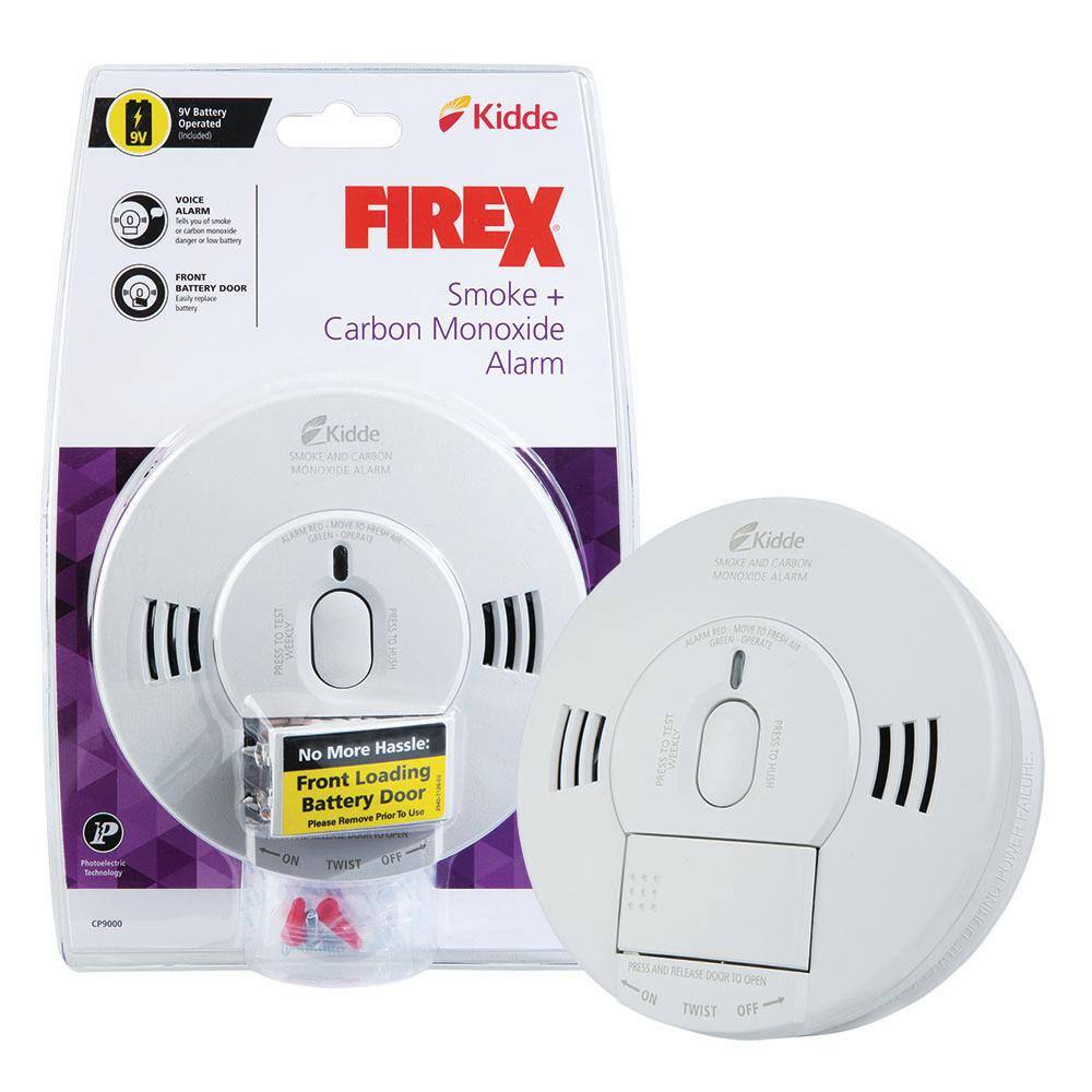 Kidde Firex Battery Operated Combination Smoke and Carbon Monoxide Detector with Voice Alarm and Front Load Battery Door 21029923