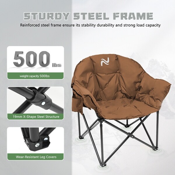 DoCred Oversized Camping Chair，Fully Padded Folding Moon Chair