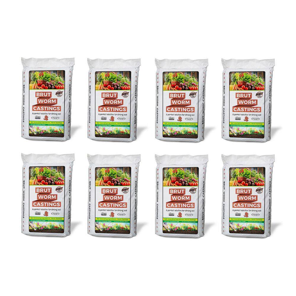 Brut Worm Farms Organic Worm Castings Soil Builder 30 lbs. Bag (8-Pack) 8 x IC-PNPE-MSK3