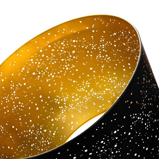 Alucset 12 X 14 X 10 Inch Starry Sky Etched Metal Drum Lamp Shade Black amp Gold