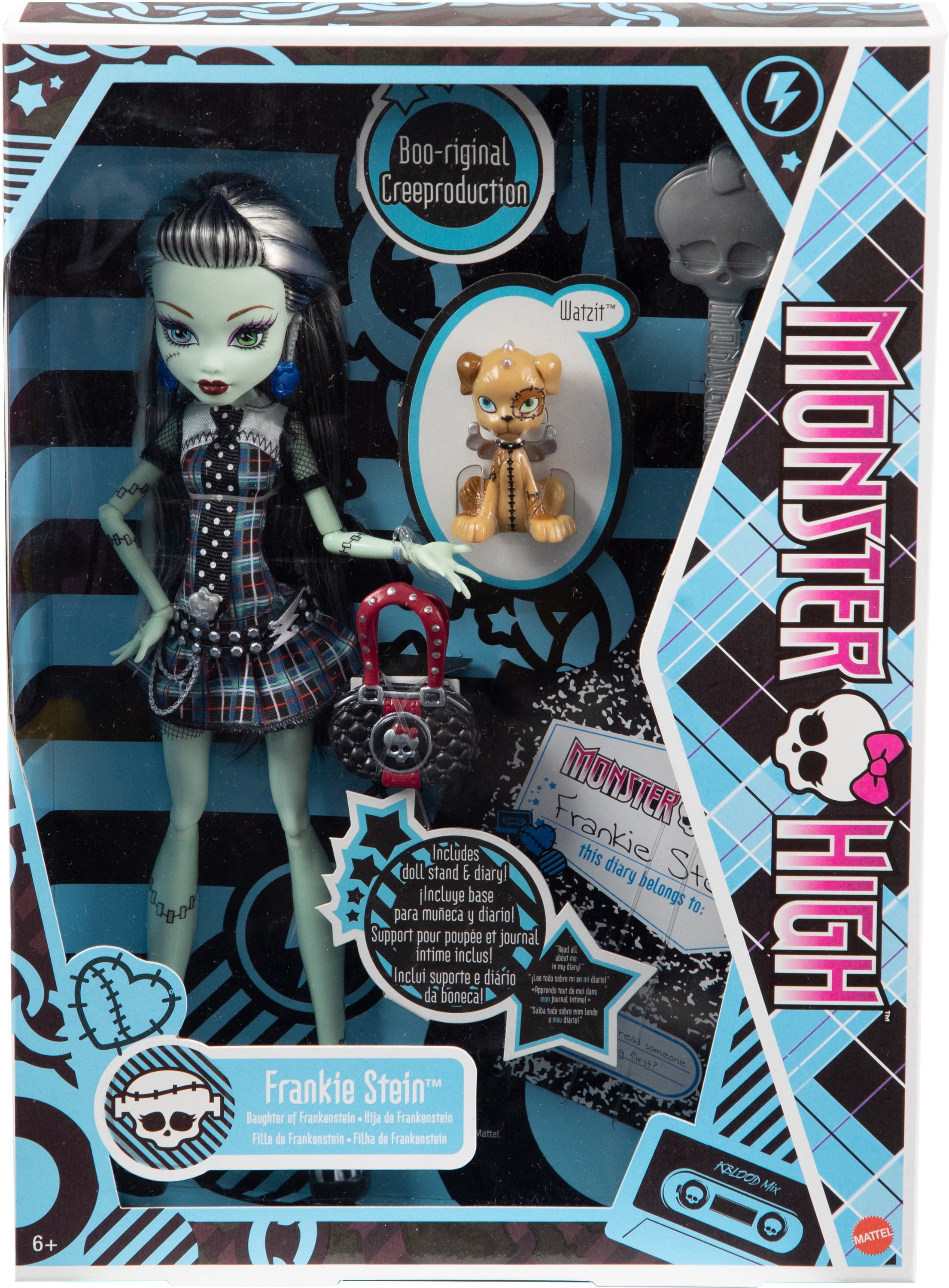 Monster High Frankie Stein Doll, Collectible Reproduction in Original Look with Diary & Doll Stand
