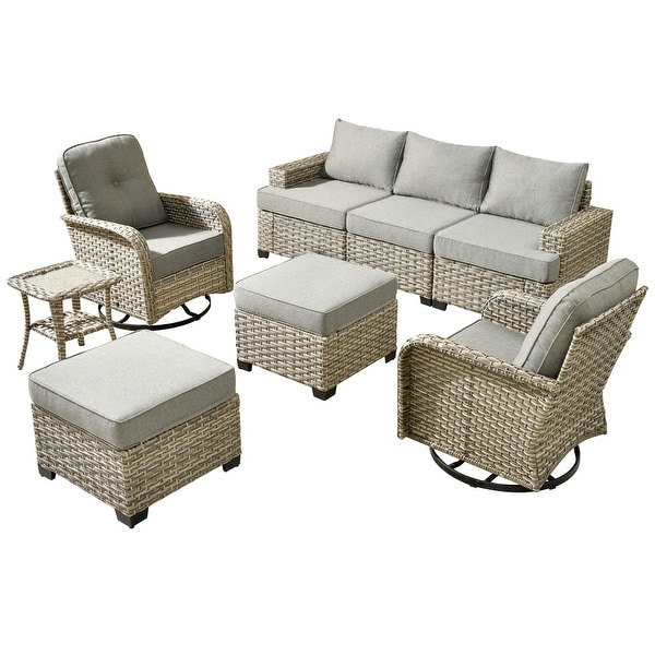 XIZZI 8piece Outdoor Grey Wicker Furniture Conversation Set