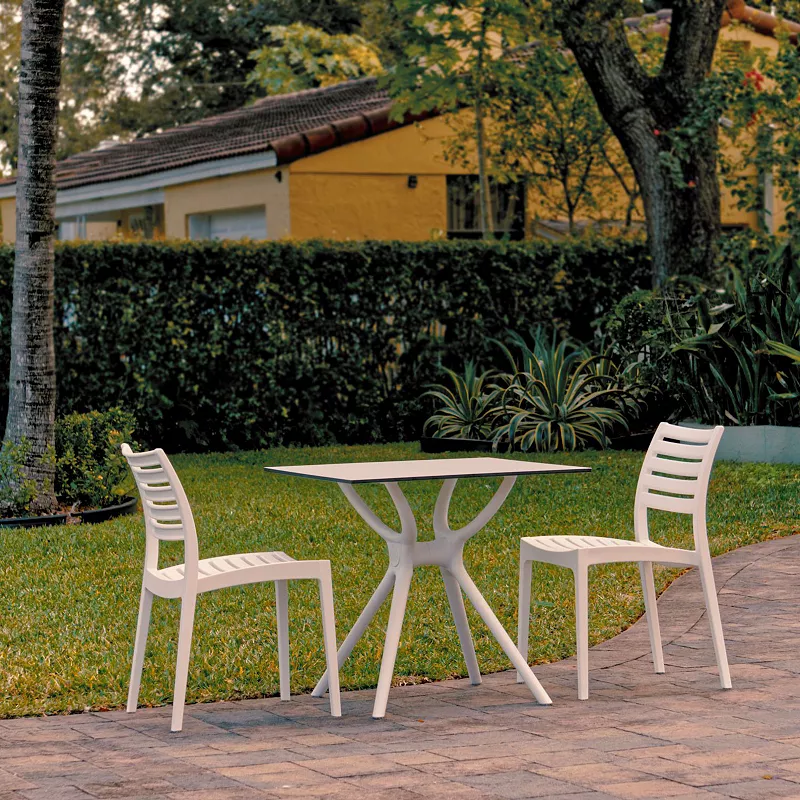 3-Piece White Square Outdoor Patio Dining Set 33