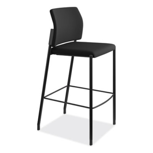 HON Accommodate Series Caf Stool， Supports up to 300 lbs.， Black Seat/Black Back， Black Base (SCS2NECU10B)