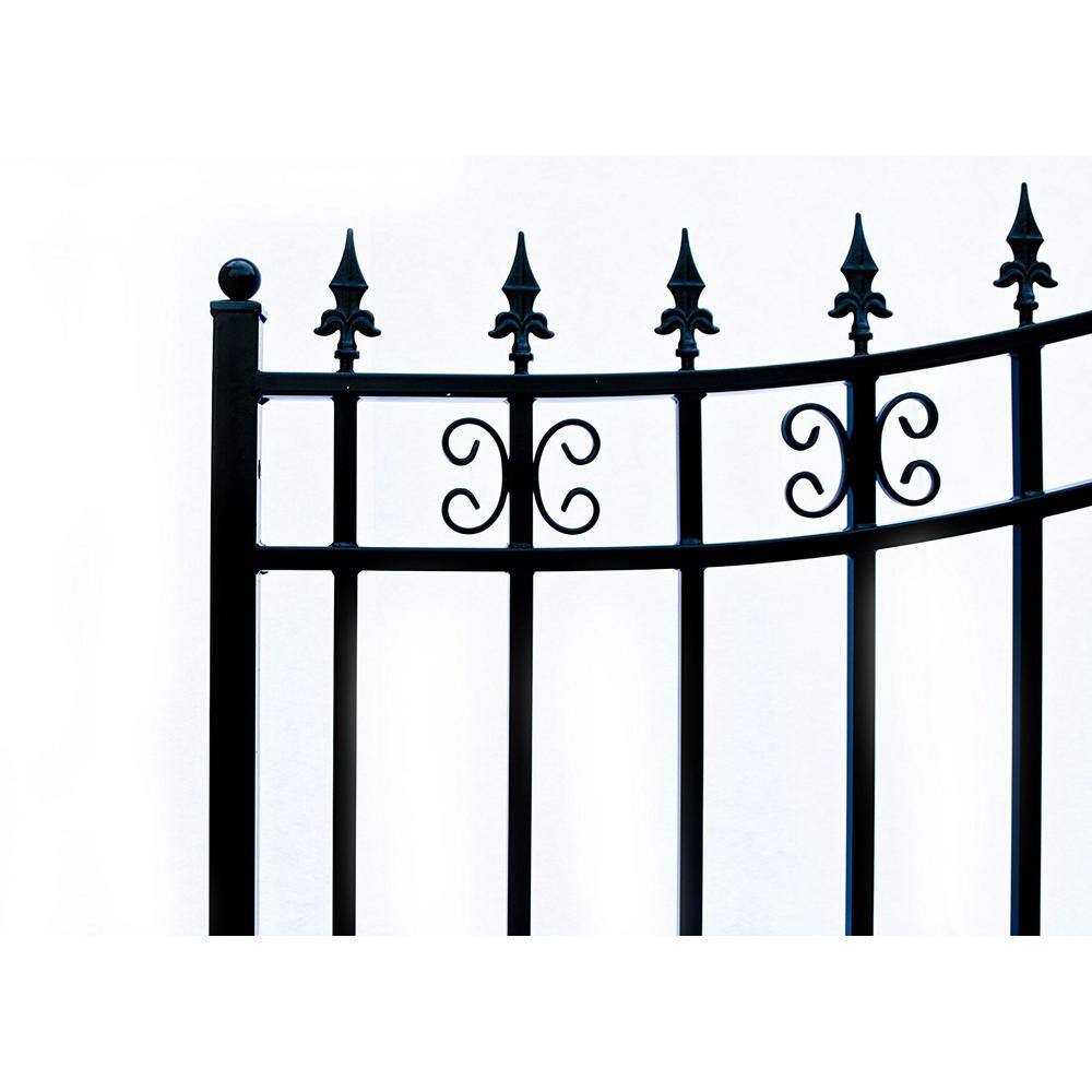 ALEKO St. Louis Style 12 ft. x 6 ft. Black Steel Single Swing Driveway Fence Gate DG12STPSSW-HD