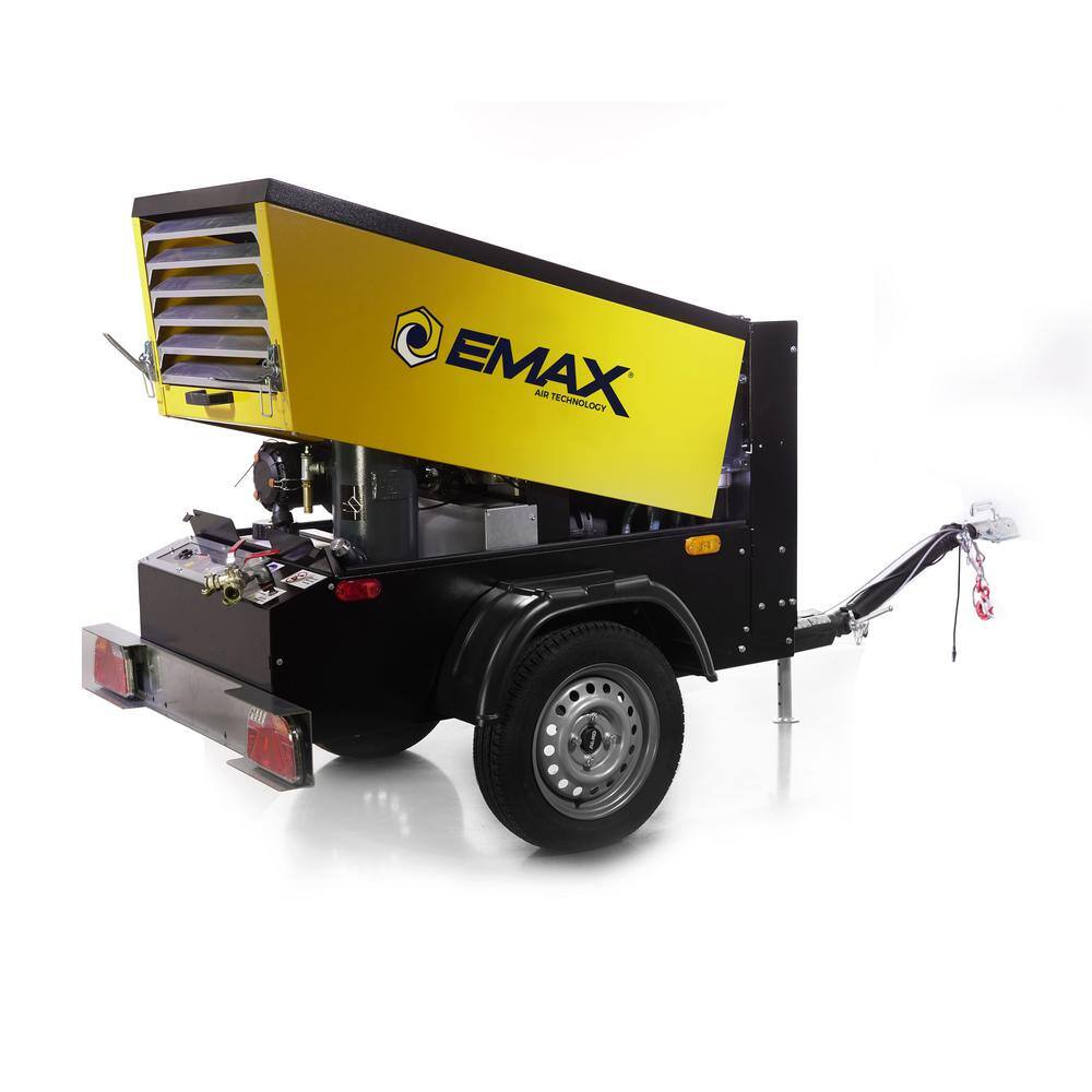 EMAX 115 CFM 125 psi Portable Diesel Driven Rotary Screw Towable Air Compressor with 24 HP Kubota Diesel Engine EDS115TR