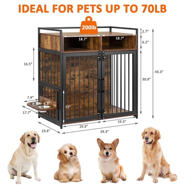 Dog Crate with Storage Shelves End Table Indoor Kennel Furniture