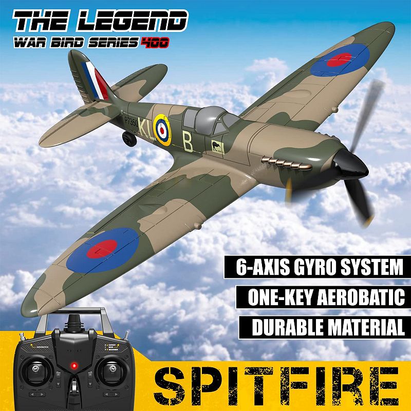 VOLANTEXRC 4-CH Spitfire One Key Remote Control Airplane with Xpilot Stabilizer