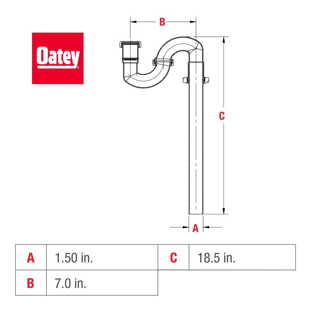 Oatey 1-12 in. White Plastic Sink Drain S- Trap HDC9722B