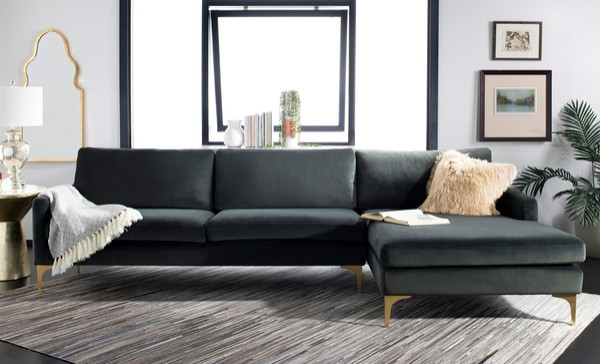 Safavieh Couture Brayson Chaise Sectional Sofa   Midcentury   Sectional Sofas   by Safavieh  Houzz