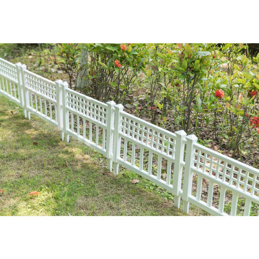 Gardenised 20 in. H White Vinyl Garden Gate Patio Picket Fence Flower Bed Border Edging QI003741.WL