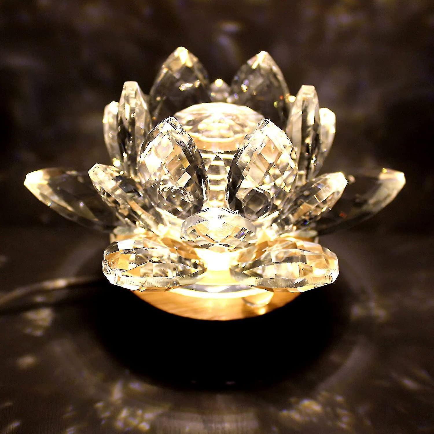 Crystal Led Night Light - Usb Powered 7 Color Change Crystal Lotus Decoration For Girls Bedroom Table Desktop Bedside Lotus Flower Suncathcer Ornament