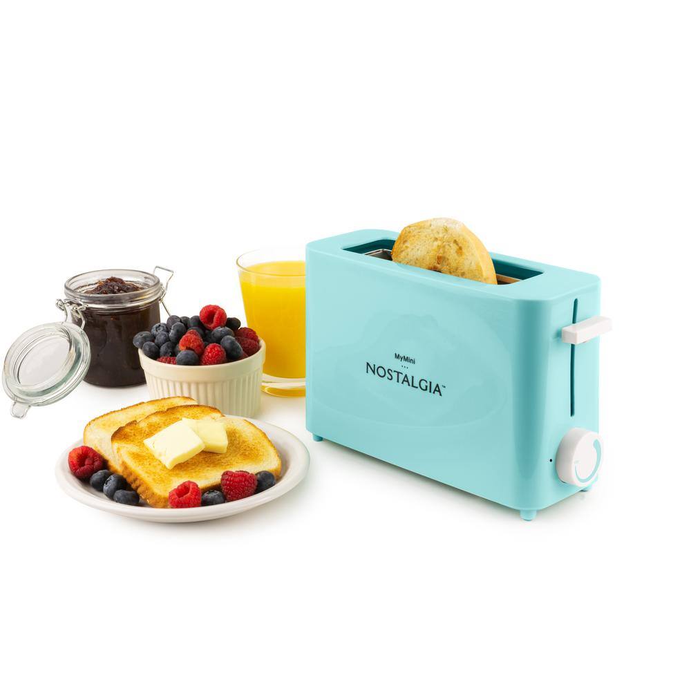 Nostalgia 500 W MyMini Single Slice Aqua Toaster with Wide Slot NMSST1AQ