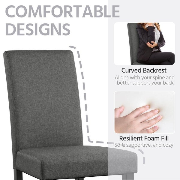 Dining Chair Modern Stylish Upholstered Kitchen Living Room Padded Chair with Solid Wood Legs Set of 4， Dark Grey - as picture