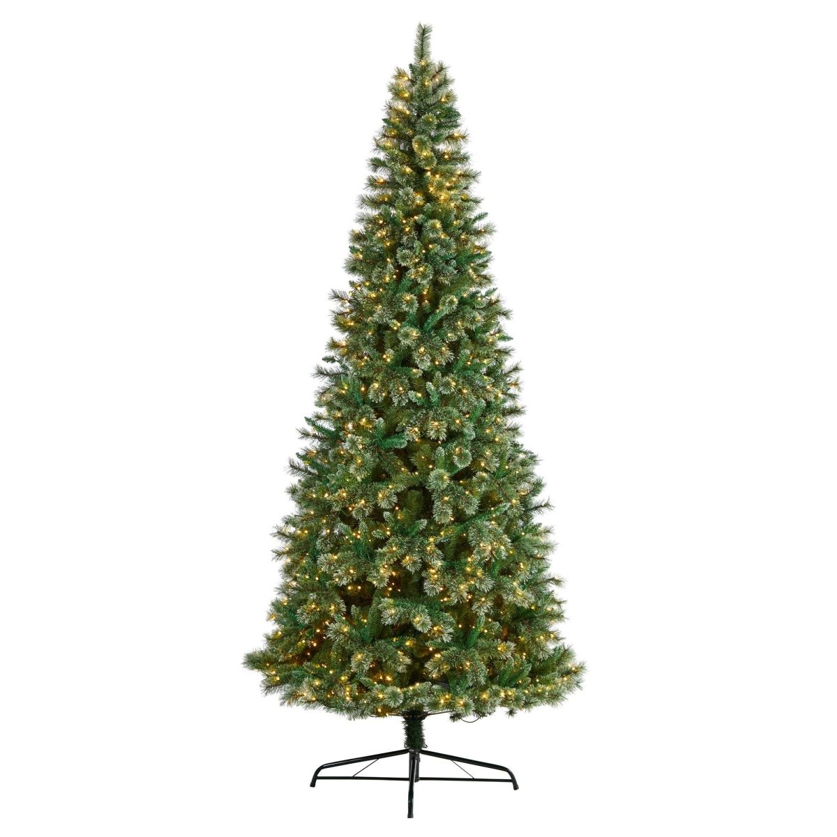 10’ Slim Snow Tip Pine Artificial Christmas Tree with 1,050 Clear LED Lights