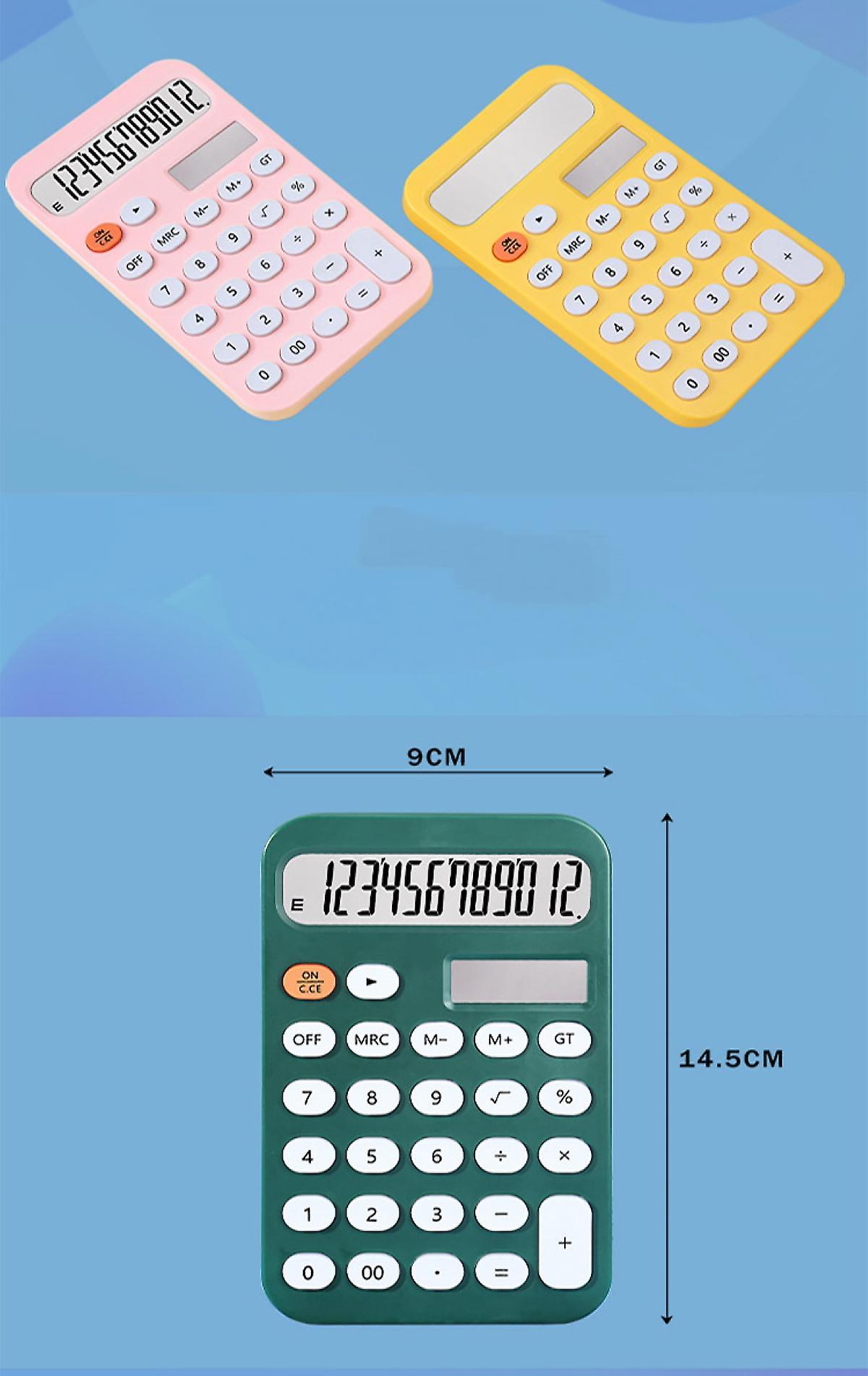 Standard Calculator 12 Digit With Large Lcd Display And Round Button Candy Color Calculator Portable For Office， Home， School，pink