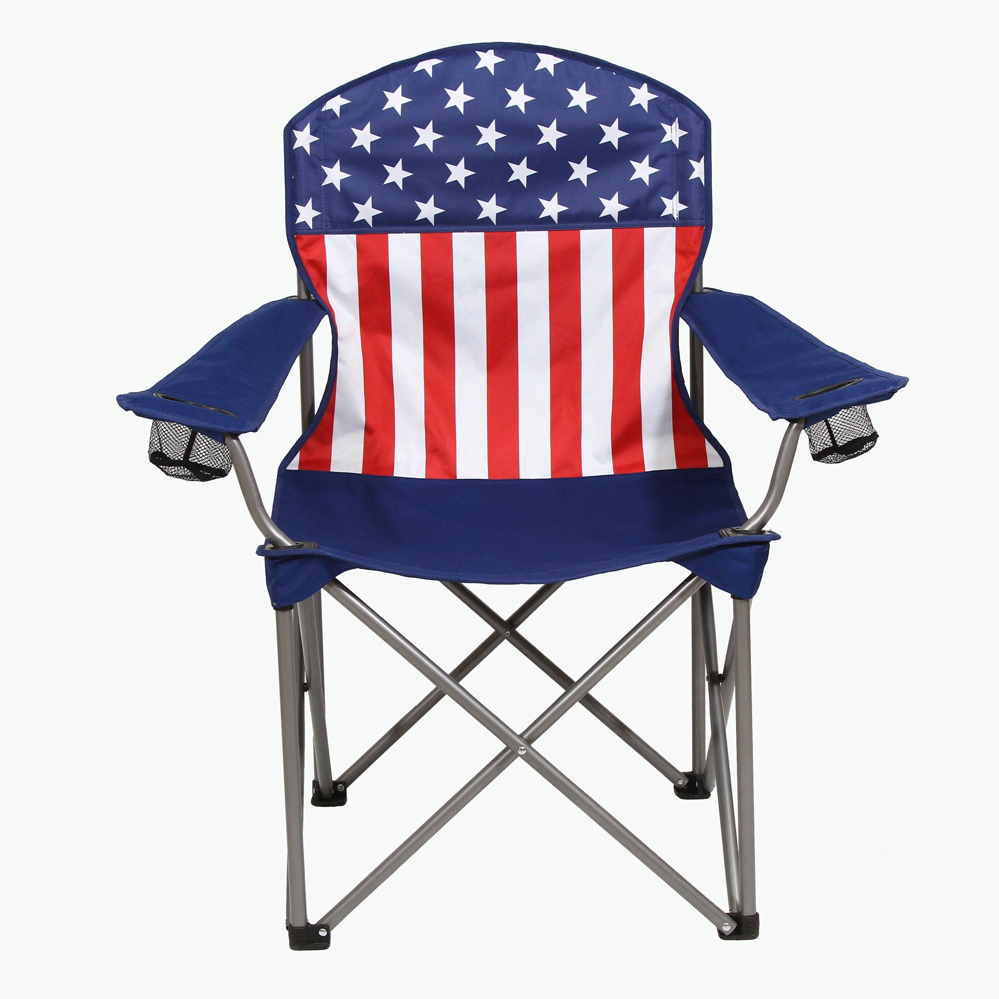 Kamp-Rite Portable Folding Outdoor Camping Chair with 2 Cupholders & Bag, USA Flag