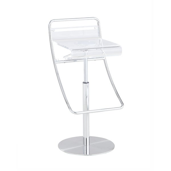 Somette Clear Acrylic Adjustable Height Stool with Polished Stainless Steel Finish