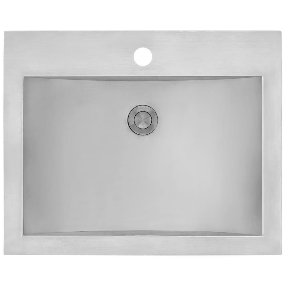 Ruvati 21 x 17 inch Drop-in Topmount Bathroom Sink Brushed Stainless Steel RVH5110ST