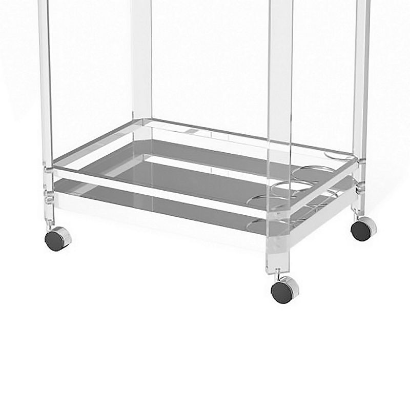 Stylish Metal Base Serving Cart With Glass Top， Clear