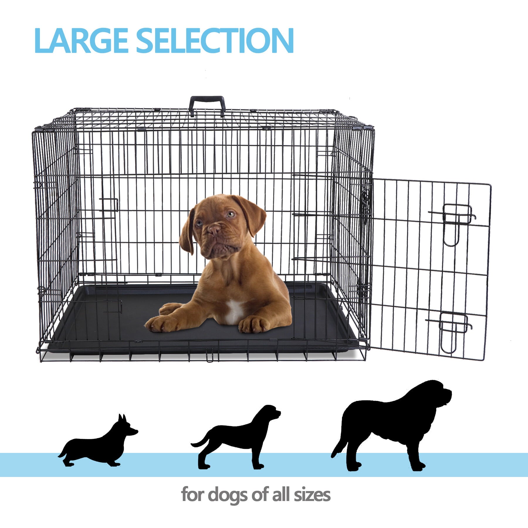 HomGarden 36’’ Foldable Dog Crate Kennel Double Door Steel Dog Cage， Black